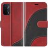 BoxTii Cover per Oppo A74 5G / Oppo A93 5G / Oppo A54 5G, Custodia in PU Pelle Portafoglio per Oppo A74 5G / Oppo A93 5G / Oppo A54 5G, Magnetica Cover a Libro con Slot per Schede, Rosso