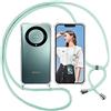 ISOI Cover con Cordino per Honor Magic 5 Lite 5G, Custodia Trasparente con Collana Tracolla Laccio Collo Ultra Sottile Morbido TPU Silicone Antiurto AntiGraffio Antiscivolo Case, Verde