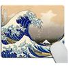 Wasach Tappetino per mouse decorativo con stampa artistica Hokusai la grande onda rettangolare in gomma antiscivolo tappetino per mouse da gioco