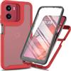 RonRun Cover Motorola Moto E15/G25/G15/G05, Antiurto 360 Gradi Full Case con Protezione per Schermo Incorporata, Trasparente Rugged TPU Bumper Doppia Protettiva Case rosso