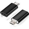 TECHZOCO Adattatore USB C femmina a Micro USB Maschio, Convertitore USB Tipo C a Micro USB Maschio, Velocità di trasferimento fino a 480 Mbps, Adatto per Xbox Kindle, Samsung Galaxy Nexus, Nero, 1 pz