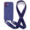 2NSPDRGNI Magnetica Cover con Collana Compatibile con iPhone 16 Plus,Case con Laccio per Il Collo Custodia con Cordino,Blu