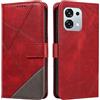 XINNI Cover per Oppo A6 PRO 5G Custodia, Cellulare Libro Antiurto Flip Pelle PU/TPU, Portafoglio Flip Magnetica Case, Rosso