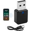 Paicreate Adaptador USB Bluetooth Auto 5.1 para coche con salida AUX y USB - Receptor Bluetooth Plug and Play con cable de audio de 3,5 mm para altavoces y llamadas manos libres