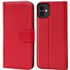 Verco custodia per iPhone 11, Case per Apple iPhone 11 Cover PU Pelle Portafoglio Protettiva (6.1 inch), Rosso