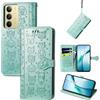JIUNINE Cover per Realme C71 / Realme C75 / Realme 14x, Custodia Libro in Pelle Portafoglio Flip Case Antiurto con Modello di Cane e Gatto [Porta Carte] [Magnetica] [Interno TPU], Verde