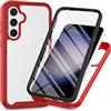 RonRun Cover Samsung Galaxy S25, Antiurto 360 Gradi Full Case con Protezione per Schermo Incorporata, Trasparente Rugged TPU Bumper Doppia Protettiva Case rosso