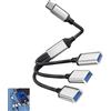 Kmuqshy Adattatore USB C Maschio a 3 Femmina USB A 2.0, Cavo Splitter USB C OTG 3 in 1, Cavo di Trasmissione Dati e Ricarica per MacBook, Smartphone, Tablet, Console di Gioco, Funzione Plug & Play