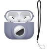 kwmobile Custodia 2 in 1 compatibile con Apple Airpods Pro 2 e AirTag - Cover Cuffie Bluetooth - Protezione in Silicone con Moschettone - lavanda opaco