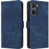 COMAKU Custodia ZTE Nubia Neo/Blade V50 Design 5G/V40 Design, Cover a libro con blocco RFID, chiusura magnetica, cover per cellulare antiurto -blu