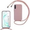 FERLAN Custodia per Samsung Galaxy Note 10 Cover con Cordino,Rosa Oro | Custodia con Laccio Collana Tracolla Regolabile Sottile Silicone Morbido TPU Bumper Antiurto AntiGraffio Protettiva Case