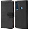 Verco custodia per Samsung Galaxy A9 (2018), Case per Galaxy A9 Cover PU Pelle Portafoglio Protettiva, Nero