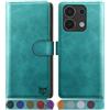 SUANPOT progettazione per Xiaomi Redmi Note 13 4G Blocco RFID Portafoglio Slot CarteSupporto Cellulare Magnetica custodia Pelle Sintetica Cover per Redmi Note 13 Blu verde