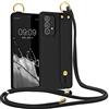 kwmobile Cover a Tracolla Compatibile con Samsung Galaxy A52 / A52 5G / A52s 5G - Back Case in Silicone nero - Custodia con Cordino e Passante Cinta
