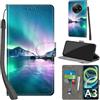 PHINIENLAND Cover per Xiaomi Redmi A3 / A3x custodia portafoglio Aurora | 3 scomparti carte, 1 tasca banconote, Chiusura magnetica, Supporto, Pelle PU flip cover per Redmi A3 / A3x