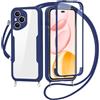 FERLAN Cover per Honor 400 Pro con Cordino, 360 Gradi Antiurto Custodia con Protezione Schermo Integrata Trasparente Rugged TPU Bumper Doppia Protettiva Cover per Honor 400 Pro -Blu