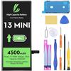 LL TRADER Batteria per iPhone 13 Mini, batteria ai polimeri di litio ad alta capacità da 4500 mAh con strumenti di riparazione 2026