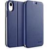 doupi Deluxe FlipCase per iPhone XR (6,1 Pollici), Protezione Custodia Ultra Slim Magnete Flip Cover Protettiva Book Style Etui Stare in Piedi Case, Blu Scuro