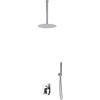 LANERI Kit Doccia 2 Vie Soffione Acciaio Inox Slim 2 mm + Braccio Doccia + Presa Acqua + Flessibile + Doccino (Soffione Ø25 cm con Braccio da Soffitto)