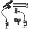 WIYETY Supporto Per Microfono Da 50 Cm: Braccio A Collo Di Cigno Regolabile Con Clip In Metallo, Nero