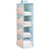 XiXiRan Organizer per Armadio Pensile, Organizzatore Armadio Interno, XiXiRan Pieghevole Portattuto da Appendere con 4 Scomparti, con 12 Tasche Laterali a Rete, Organizzatore Armadio da 30*22.5*80cm (blu)