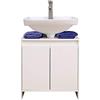 ETNIC ART - Mobiletto sottolavabo per bagno 58(L) x33x60 armadietto sottolavello cucina in legno con 2 sportelli bianco ottima capienza interna-