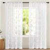 PORFOYO 2 Pezzi Tela A Volant Bianca Con Motivi Floreali, Dimensioni 150x200 Cm, Voile, Tende In Tessuto Leggero, Ideali Per Salotto, Camera Da Letto, Cucina, Decorazione Per Matrimoni, Stile Rustico.
