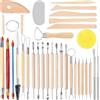 LOLANIUT da 32 pezzi Set di strumenti per modellare : strumenti per ceramica, strumenti per argilla, per principianti, fai da te, hobby, bambini e scuola, set di strumenti per modellare in legno e metallo