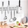 LEKEFETO Barra magnetica con 3 ganci e tappetino antiscivolo, supporto magnetico in acciaio inox, per utensili da cucina o utensili, 40 cm