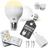 VENMON NATURALMENTE [Pack 2] Bombilla LED Recargable USB E27/E26 | Inalámbrica y Sin Cable con Mando a Distancia | Luz Cálida y Fría Regulable | Bombilla de Emergencia Camping, Hogar y Exterior