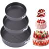GOEDCH Teglia da forno rotonde da 20/22/24 cm, set rotondo per torte, con rivestimento antiaderente, con fondo piatto rimovibile, per torte e pane