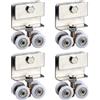Tokenhigh Set di 4 ruote per porte scorrevoli, binari con ruote per doccia, porta scorrevole in vetro, con fissaggi su cuscinetti a sfere, Ø 20 mm