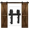 CCJH Binario per Porta Scorrevole Kit Doppia Anta Esterno Muro 12FT-365cm in Stile Rustico Classico Rulli Forma Hardware in Acciaio al Carbonio Nero
