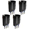 EXTRASTAR Set 4 Adattatori da Schuko a Spina Piccola 10A, Nero, Confezione da 4