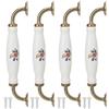 Tomotato 4 Pezzi Maniglie per Mobili in Ceramica Stile Cinese, Distanza Fori 160mm, Lunghezza 185mm con Viti Incluse, per Cassetti Armadi Cassettiere (Bianco Antico)
