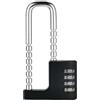 Befun Lucchetto con arco lungo, lucchetto a combinazione a 4 cifre, nero