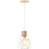 iDEGU Lampada a Sospensione Vintage E27 Plafoniera Industriale in Legno Metallo Gabbia Lampada da Soffitto Retrò Lampadario a Sospensione per Cameretta Cucina Salotto Sala da Pranzo (Bianco, Legno)