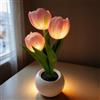 Richaa Lampada a tulipano rosa, luce notturna con 3 tulipani floreali, lampada da tavolo per la festa della mamma, Natale, compleanno, regalo del Ringraziamento, per donne, fidanzata, nonna