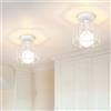 iDEGU 2 Pezzi Plafoniere E27 Vintage Lampada da Soffitto Design Industriale in Forma di Gabbia Esagono 15cm Paralume Matal Bianco Retro Lampadario da Soffitto per Camera da Letto, Cucina, Corridoio
