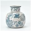 PORCER Vaso vintage blu e bianco, 15,2 cm, in ceramica, motivo floreale in stile cinese con effetto ghiaccio in stile retrò, per tavolo, soggiorno, bagno, matrimonio, decorazione per mensole