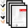 HIMEETIME® 3x Cornice A5 15x21 cm Cornice nero in metallo,Cornice per documenti 14,8x21 cm Grande Collage | Cornice in metallo Cornice in alluminio,Cornice per quadri A5 Cornice per foto