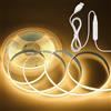 Aclorol Striscia LED COB USB per retroilluminazione TV 5M bianco caldo LED flessibile corda luce con 1,5 m USB alimentato 320LEDs/M Dotless nastro luce per parete letto armadio illuminazione Home
