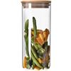 Stgbcst Barattoli in vetro con coperchio in bambù, ermetici, per pasta e cereali, per spaghetti, pasta, pasta, farina, chicchi di caffè (20 x 8 cm)
