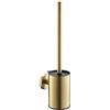 JIUJ Scopino e supporto per WC in acciaio inox, montaggio a parete, facile da installare, manico lungo, detergente resistente per bagno, oro spazzolato (oro 2)