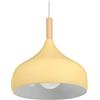 iDEGU Lampadario a Sospensione Retrò 24cm Lampada a Soffitto in Legna Metallo Moderna LED Lampada a Sospensione Stile Scandinavo Plafoniera per Soggiorno Sala da Pranzo Camera da Letto (Giallo Chiaro)