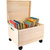 Creative Deco XL Grande Scatola in Legno Naturale baule con Ruote, Scatola Facile da Trasportare | 40x30x24cm | Coperchio e Maniglie | Contenitore Portaoggetti, Box Bambini Portagiochi Non Verniciato
