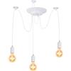 iDEGU Lampadario a Sospensione Retro, 3 Bracci Lampada a Sospensione DIY Creativo Lampadario Plafoniera Stile Ragno Regolabile 150CM Vintage Lampada da Soffitto con Attacco E27 per Soggiorno (Bianco