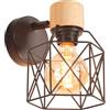 iDEGU 1 Pezzo Lampada da Parete Vintage 15CM Applique da Parete in Legno Metallo Design Gabbia Industriale E27 Illuminazione Interni Lampada a Muro per Corridoio Soggiorno Camera da Letto (Nero)