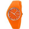 TONSHEN Unisex Minimalismo Fashion Casual Analogico Quarzo Orologio 12 Colori Gomma Orologi da Polso da Uomo Donna (Arancio)