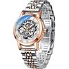 FORSINING Orologio meccanico automatico da donna, con cinturino in acciaio inossidabile color oro rosa, quadrante scheletrato, elegante orologio da polso da donna, 88303, Bracciale